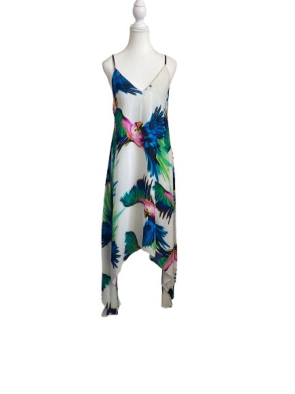 Milly  100% Silk Floral Asymmetric Sharkbite Hem Dress Size 6